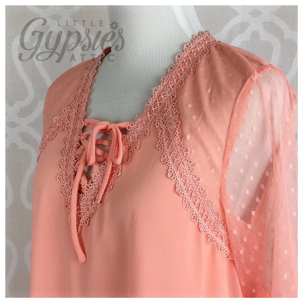 Peach Love and Lace Tunic Dress - Picture 2 of 10
